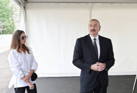 Президент Ильхам Алиев и первая леди посетили Исмаиллинский район