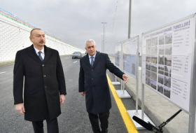 Президент Ильхам Алиев принял участие в открытии автомобильного туннеля в поселке Пиршаги - ФОТО