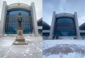 Памятник Нурсултану Назарбаеву убрали в Астане
