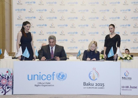 Операционный комитет «Баку-2015» подписал договор о партнерстве с ЮНИСЕФ