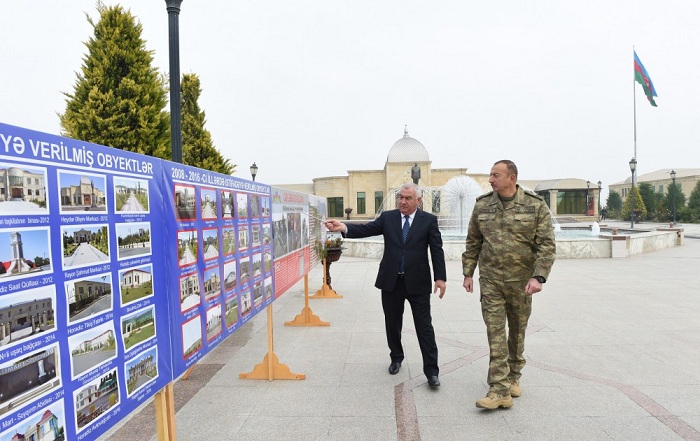 Президент Ильхам Алиев прибыл в Физулинский район - ФОТО