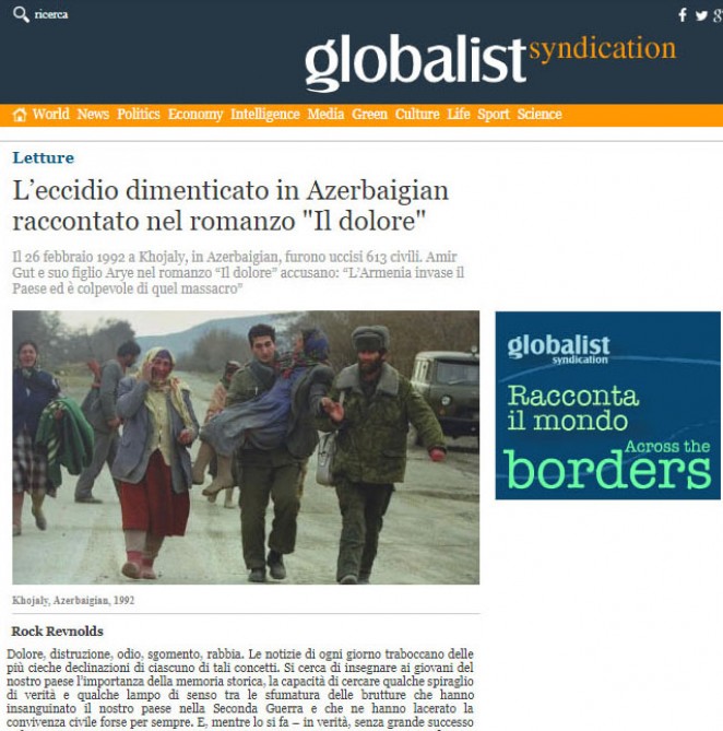 Арье Гут в интервью итальянской прессе: Акт геноцида в Ходжалы - это моя личная трагедия