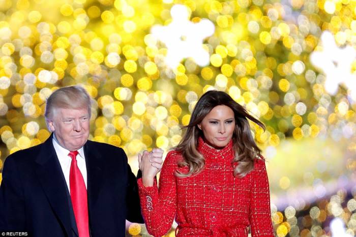 Дональд и Меланья Трамп зажгли огни на рождественской ели (ФОТО)
