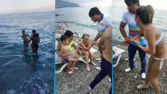 Девушка пыталась утопиться с ребенком в Турции - ВИДЕО 