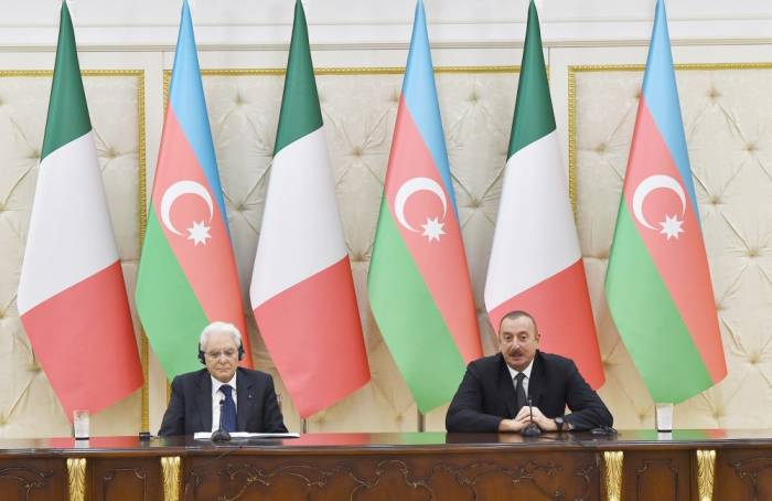 Президенты Азербайджана и Италии выступили с заявлениями для прессы