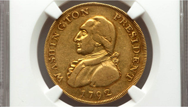 В США на аукционе продали монету с изображением Джорджа Вашингтона
