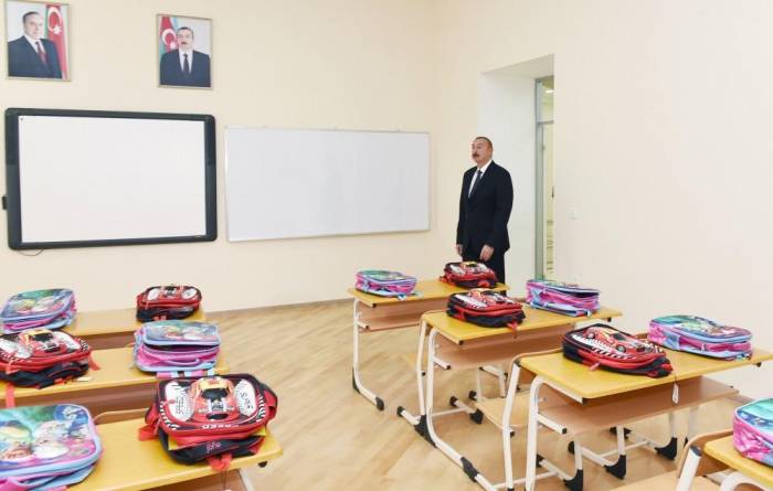 Ильхам Алиев ознакомился с условиями после капремонта в школе номер 8 - ФОТО
