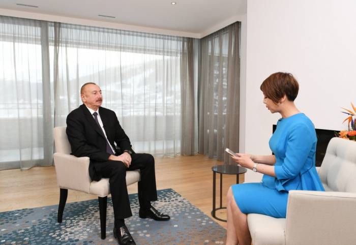 Президент Азербайджана в Давосе дал интервью китайскому телевидению CGTN - ИНТЕРВЬЮ