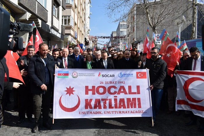 В Стамбуле состоялось многолюдное шествие в связи с 27-й годовщиной Ходжалинского геноцида - ФОТО