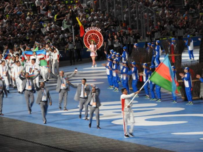 Азербайджанские спортсмены на открытии Европейских игр в Минске - ФОТО