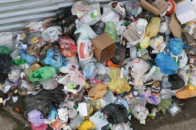 В Армении вход в мэрию забросали пакетами с мусором