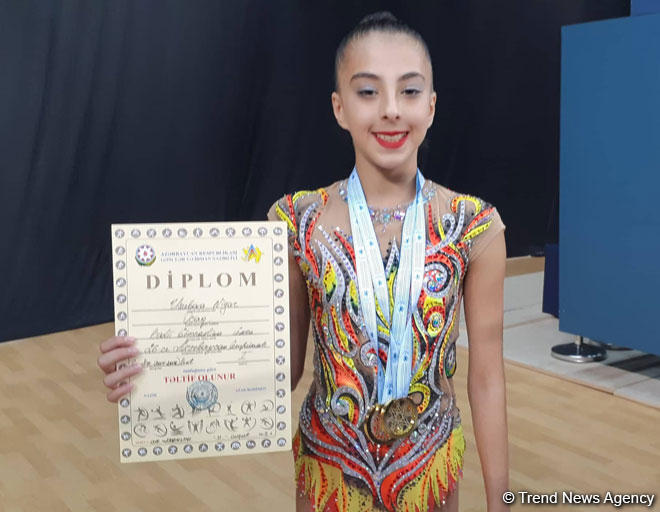 Награждены победители Чемпионата Азербайджана и Баку по художественной гимнастике в упражнениях c булавами и лентой
