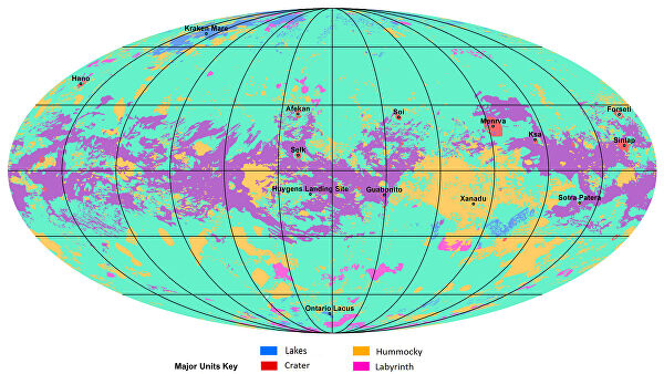 Ученые составили первую полную карту поверхности Титана
