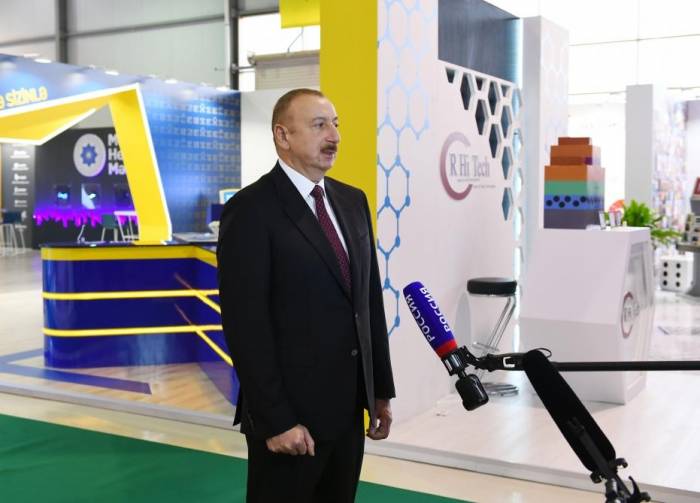 Телеканал «Россия-24» показал репортаж о выставке «Bakutel» и интервью Президента Ильхама Алиева