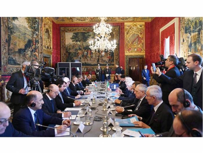 Состоялась встреча в широком составе Президента Азербайджана и Италии - ФОТО