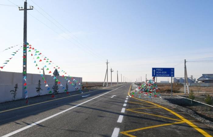 Президент Азербайджана на открытии автомобильной дороги - ФОТО