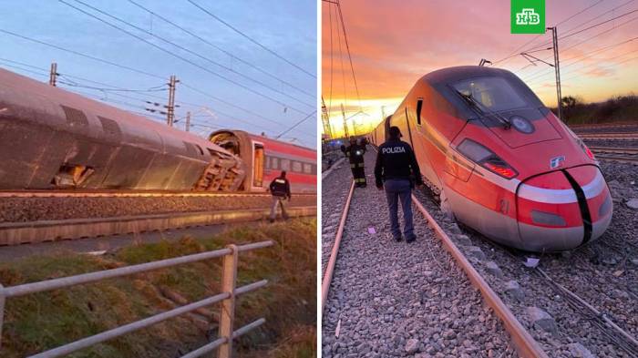 В Италии скоростной поезд сошел с рельсов
