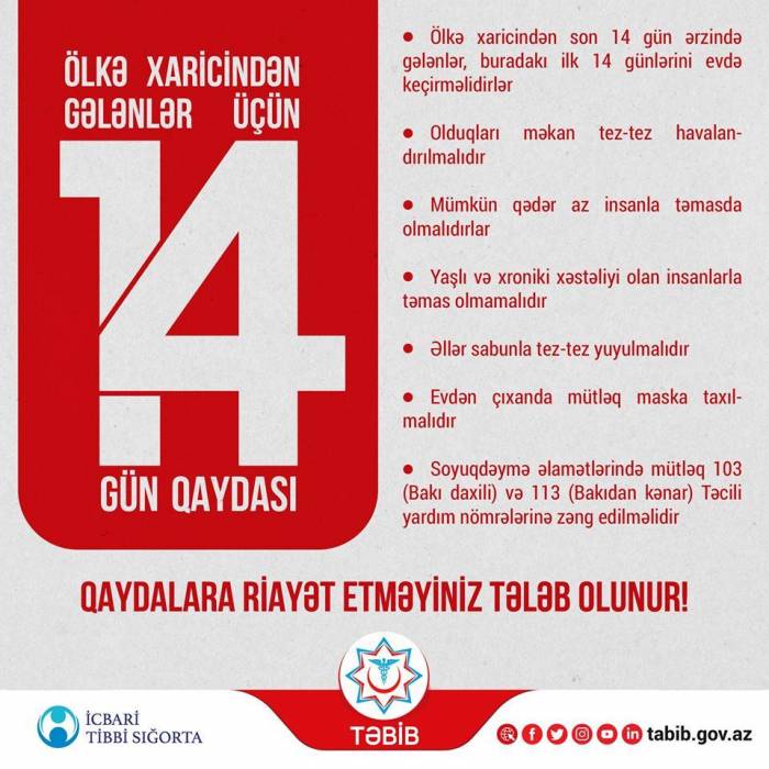 TƏBİB предупредил прибывающих из-за рубежа
