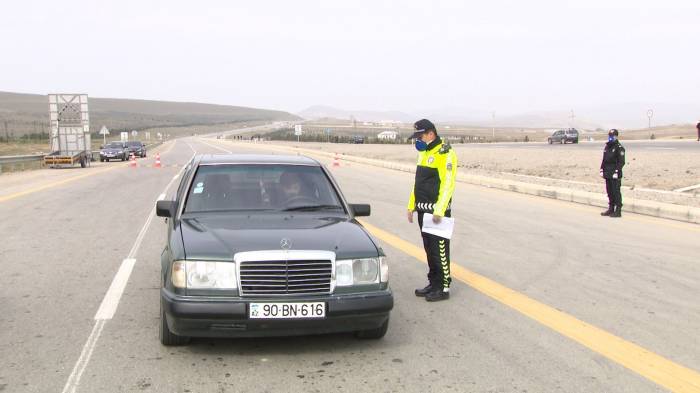 На промежуточных и вспомогательных дорогах Сумгаита и Абшерона установлены полицейские посты - ФОТО