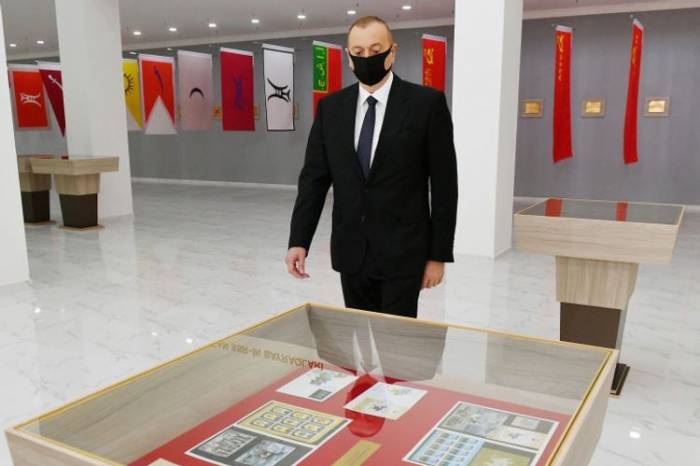 Президент Ильхам Алиев принял участие в церемонии открытия Музея государственной символики в Тертере