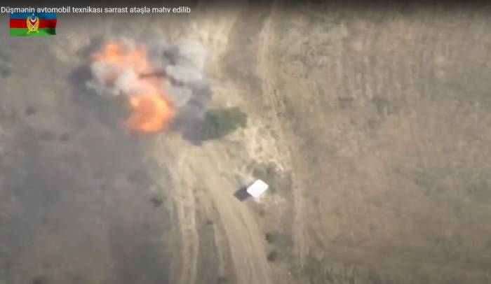 Точным огнем азербайджанских ВС уничтожена автомобильная техника Армении - ВИДЕО