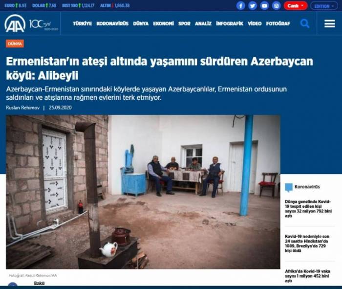 «Анадолу» подготовило репортаж из азербайджанского села Алибейли, где люди продолжают жить под обстрелом Армении
