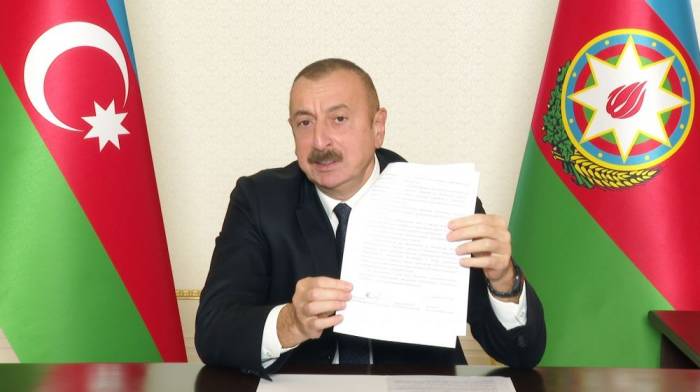 Президент Ильхам Алиев: Данное заявление фактически означает военную капитуляцию Армении
