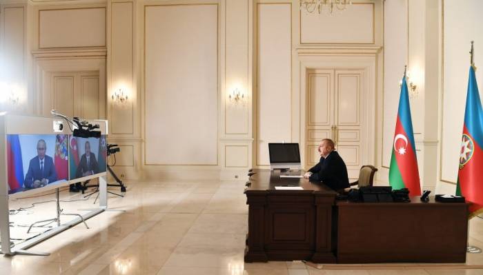 Президент Азербайджана Ильхам Алиев и Президент России Владимир Путин встретились в формате видеоконференции