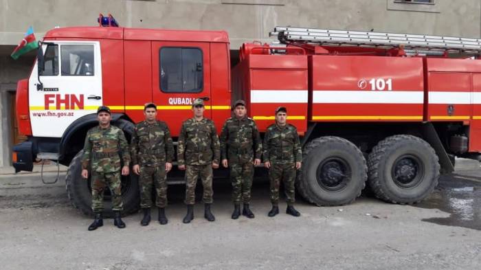 Части противопожарной охраны МЧС приступили к работе еще в ряде освобожденных от оккупации городов Азербайджана - ФОТО