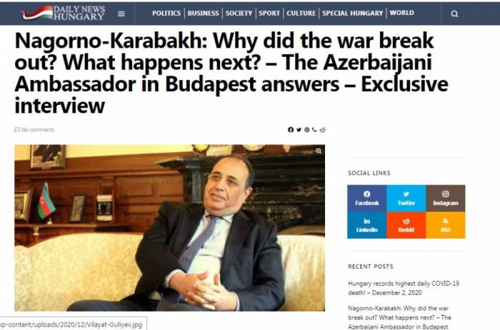 Посол: Карабах - священная земля, где сформировался национальный дух азербайджанского народа
