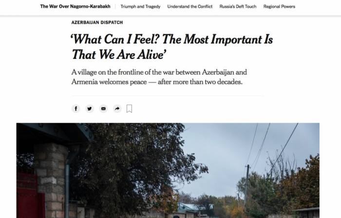 В "Нью-Йорк Таймс" опубликована статья о селе Чираглы Агдамского района
