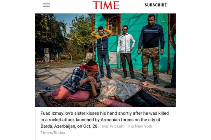 Фото погибших в результате бомбежки армянами Барды включено в «100 фото 2020 года» журнала «TIME»