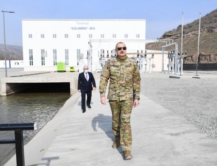 Ильхам Алиев принял участие в открытии ГЭС "Гюлябирд" в Лачине - ФОТО