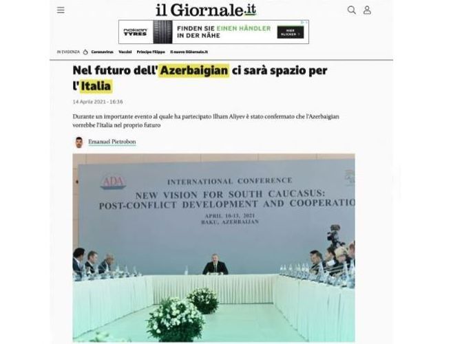 Итальянская пресса пишет о недавнем выступлении Ильхама Алиева