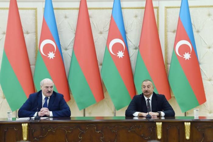 Президенты Азербайджана и Беларуси выступили с заявлениями для прессы - ФОТО 