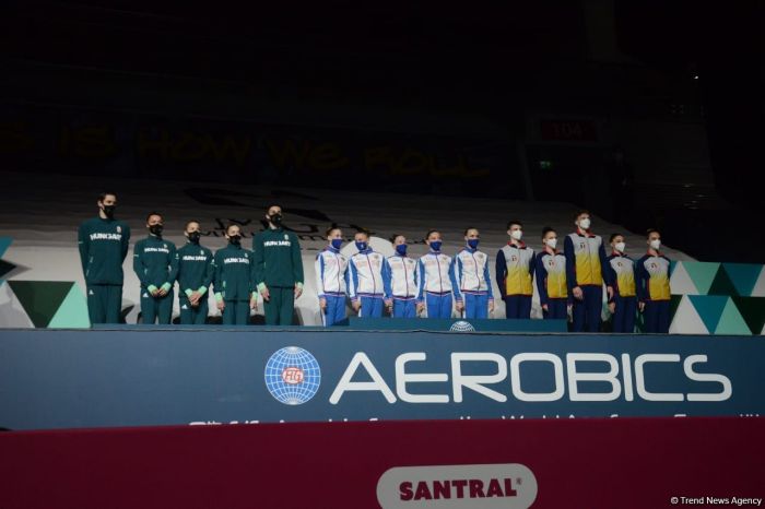В Баку состоялась церемония награждения победителей Всемирных соревнований по аэробной гимнастике среди групп 