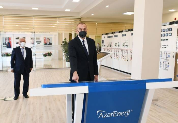 Ильхам Алиев на открытии подстанции "Бинагади" - ФОТО