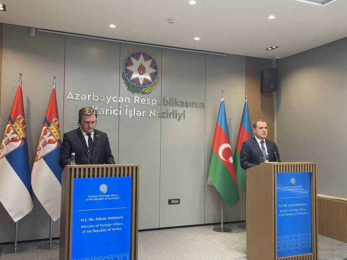 Главы МИД Азербайджана и Сербии проводят пресс-конференцию