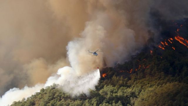 Азербайджанские пожарные потушили пожар в селе Акчаова в Турции