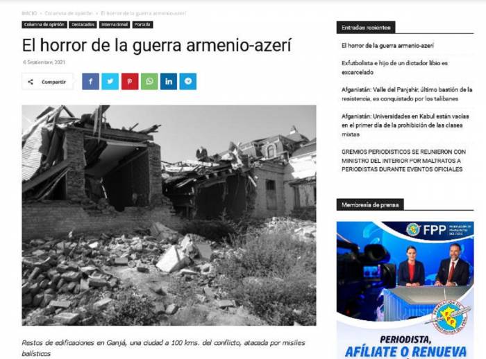 В перуанской прессе опубликована статья об армянском вандализме на территориях Азербайджана - ФОТО