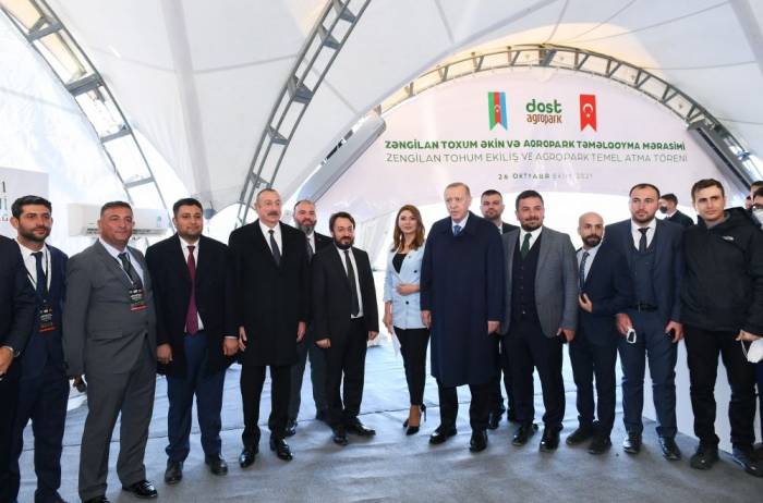 Президенты Азербайджана и Турции заложили фундамент Агропарка Dost в Зангиланском районе - ФОТО
