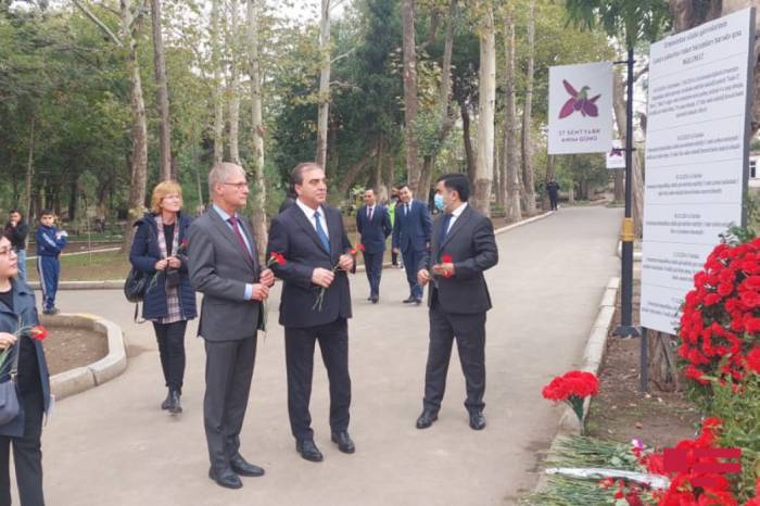 Посол Германии посетил в Гяндже пострадавшие от ракетных обстрелов места
