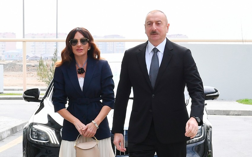 Президент и первая леди совершили поездку в Агджабединский район