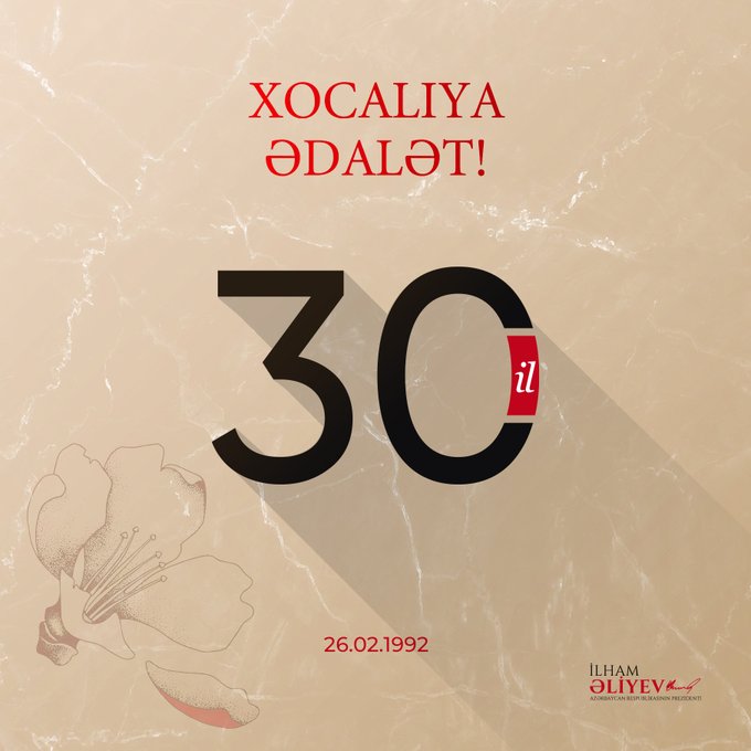 Ильхам Алиев поделился публикацией по случаю 30-й годовщины Ходжалинского геноцида