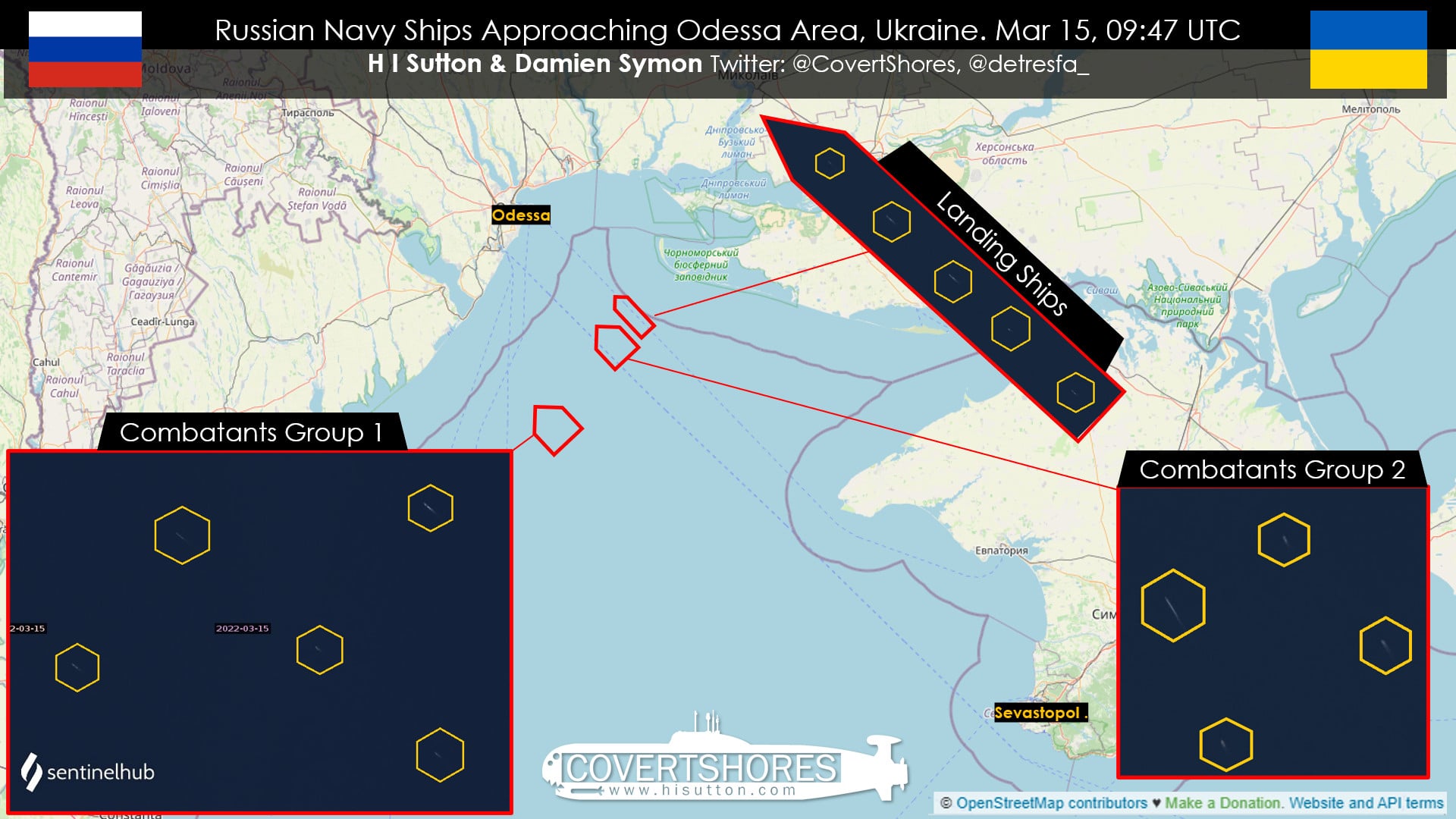 В Черном море в сторону Одессы движутся 14 российских кораблей