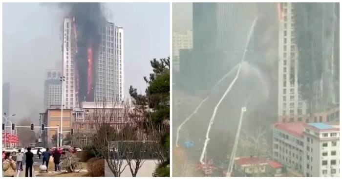 В китайском городе Чанша загорелся 200-метровый небоскреб

