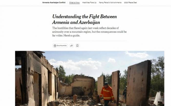 "Нью-Йорк Таймс" изложил свой взгляд на недавнее обострение ситуации на условной армяно-азербайджанской границе

