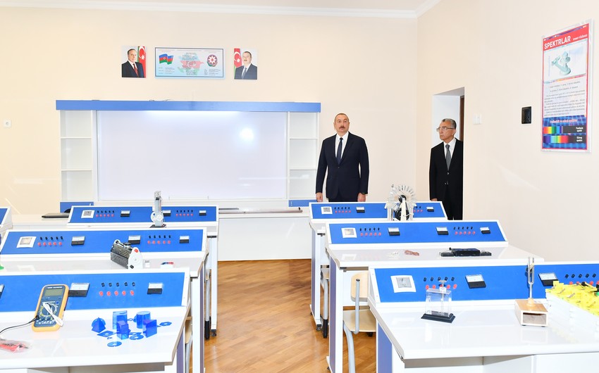 Ильхам Алиев ознакомился с условиями, созданными в полной средней школе номер 35 -ФОТО