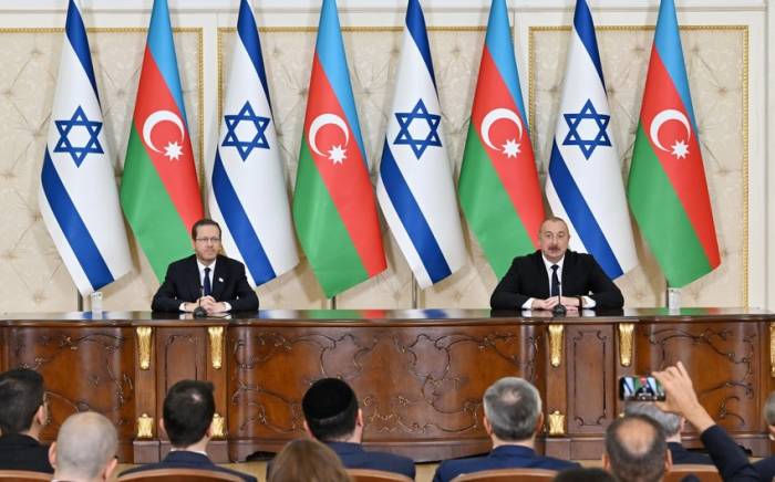 Президенты Азербайджана и Израиля выступили с заявлениями для прессы-ОБНОВЛЕНО,ФОТО
