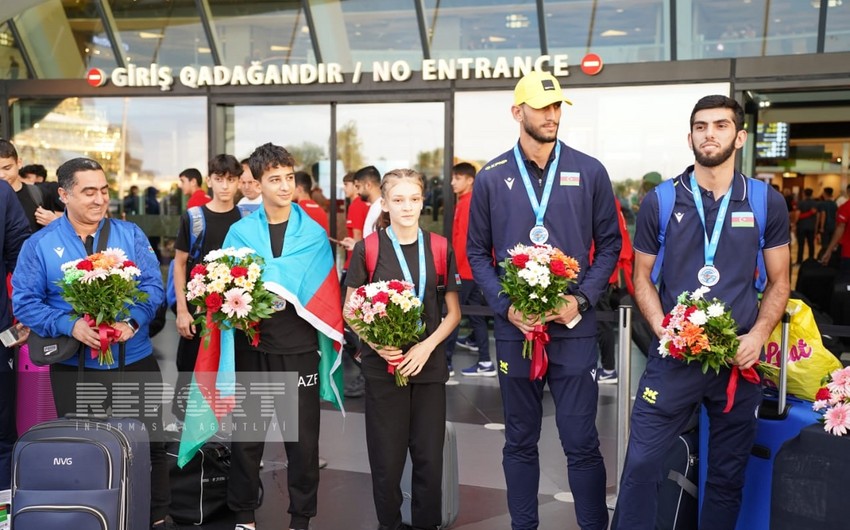 Азербайджанские тхэквондисты, завоевавшие на чемпионатах Европы 5 медалей, вернулись на родину